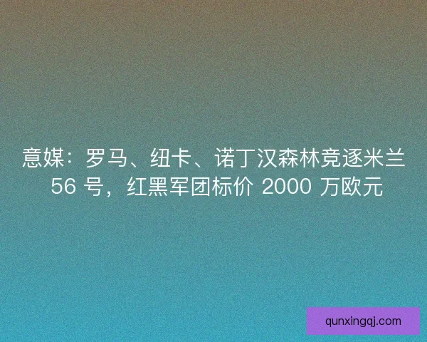 意媒：罗马、纽卡、诺丁汉森林竞逐米兰 56 号，红黑军团标价 2000 万欧元