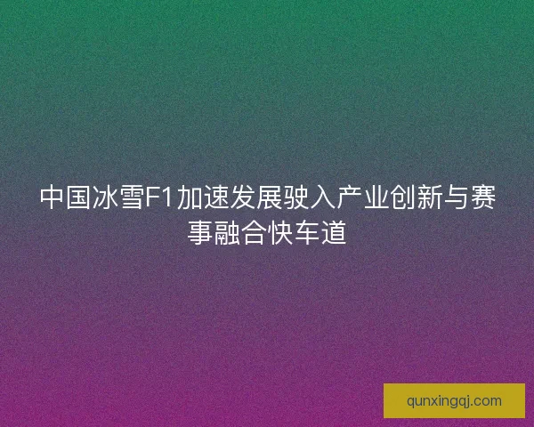 中国冰雪F1加速发展驶入产业创新与赛事融合快车道